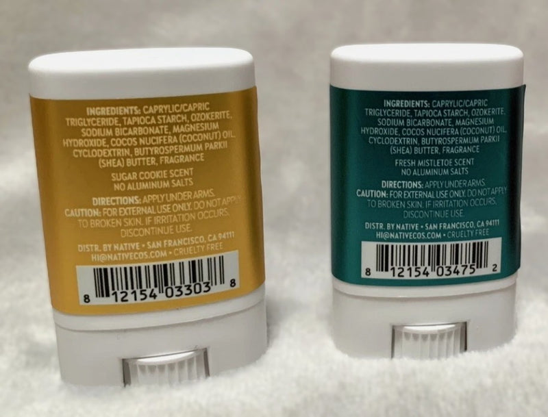 2 PACK!!! Native Aluminum Free Limited Edition Holiday Deodorant Trial Size