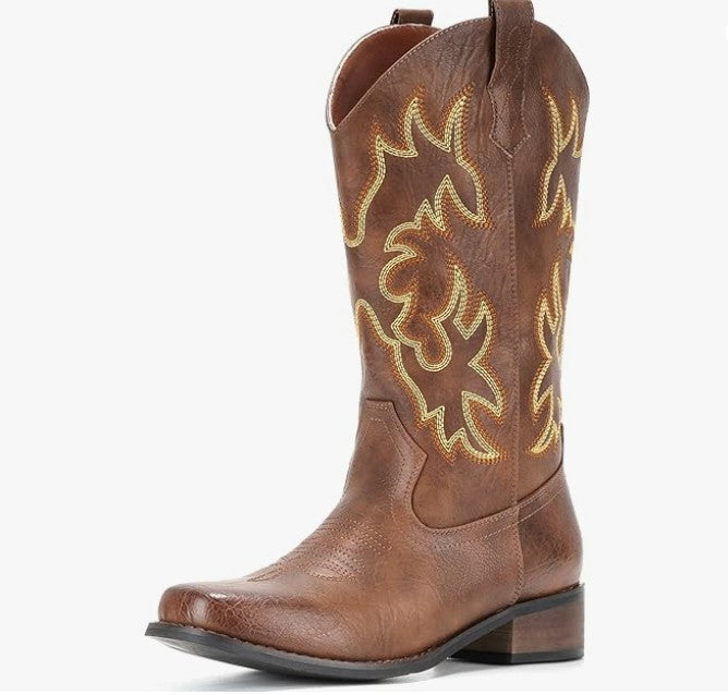IUV Cowboy Boots For Women Square Toe Mid Calf Western SZ: 8 - SEE DETAILS