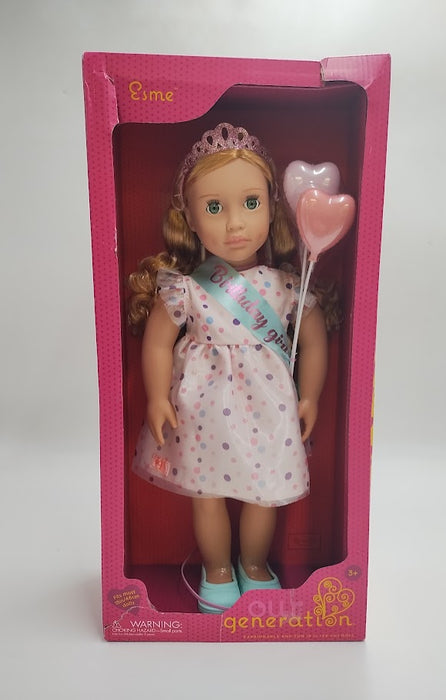 Our Generation Esme 18" Doll with Pink Birthday Party Dress SEE DETAILS
