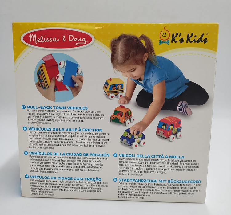 Melissa & Doug K's Kids Pull-Back Vehicle Set--4 Rolling Soft to Touch Vehicles SEE DETAILS