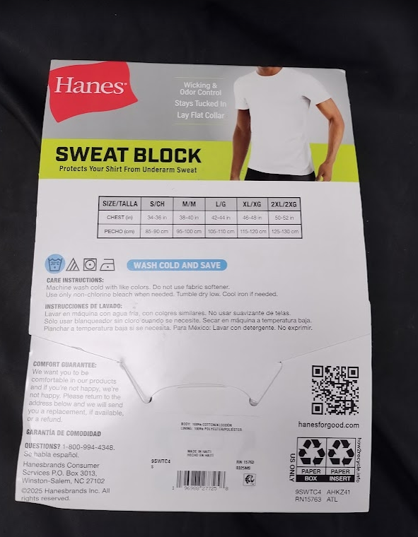 Hanes Premium Men's Sweat Block V-Neck Undershirt 4pk - White S: