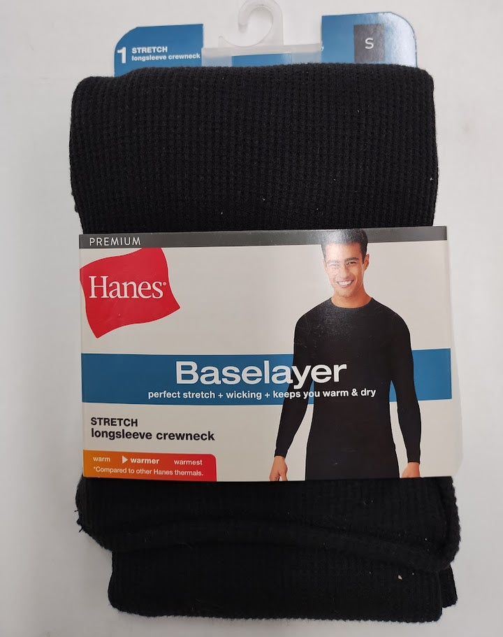Hanes Men's Thermal Long Sleeve Waffle Knit Shirt - Black S