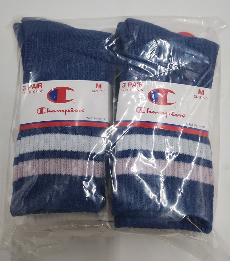 LOT OF 2!!! Champion Girls' 3pk Crew Socks - Blue M (6 PAIRS TOTAL)