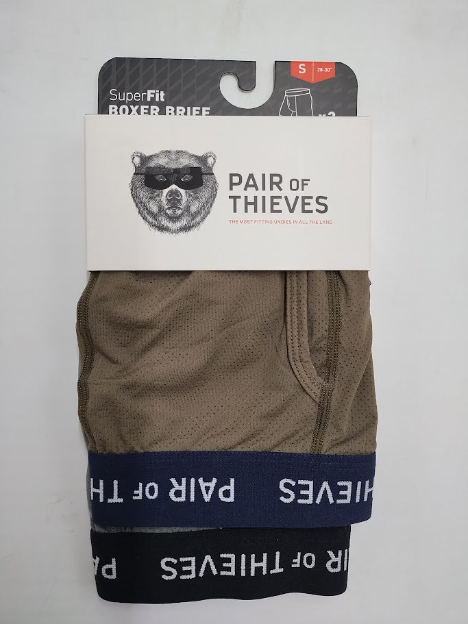 Pair of Thieves Men's Super Fit Boxer Briefs 2pk - Green/Gray S