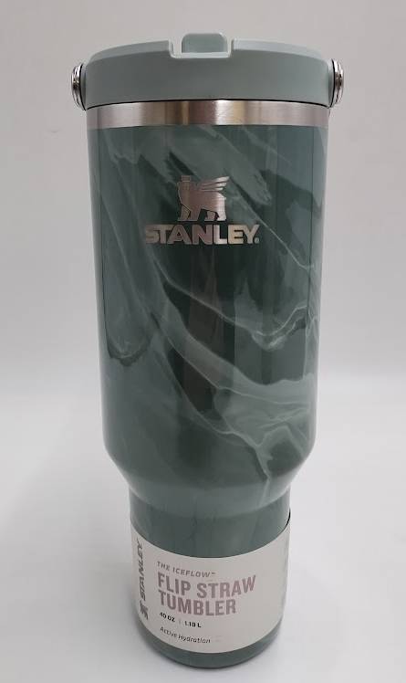 Stanley 40 oz Stainless Steel Ice Flow Flip Straw Tumbler Agate Calacatta