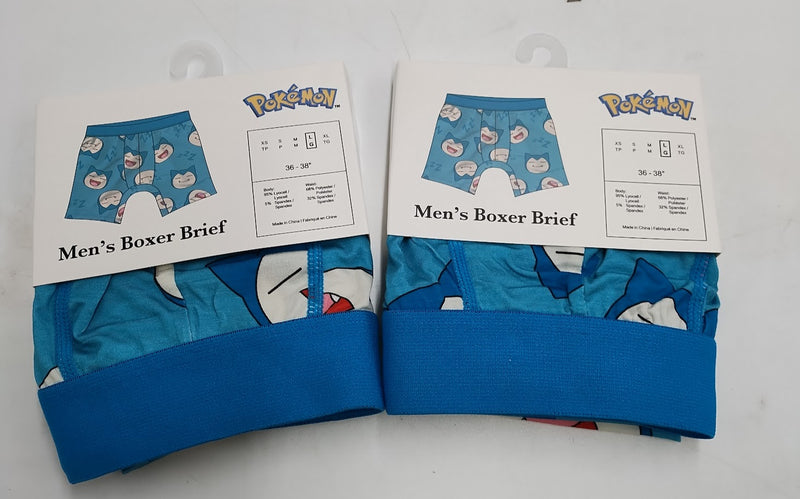 2 PACK Men's Pokemon Snorlax Briefs - Blue L