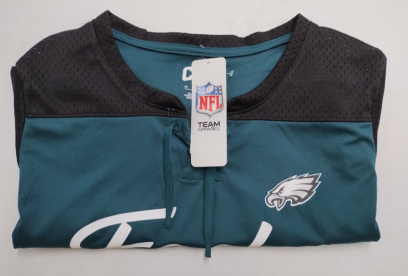 NFL Philadelphia Eagles Women's Short Sleeve Lace Up V-Neck Top - M