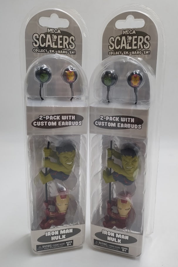 2 PACK!!! Scalers - 2" w/ Earbuds - Avengers Age of Ultron - Hulk and Iron Man