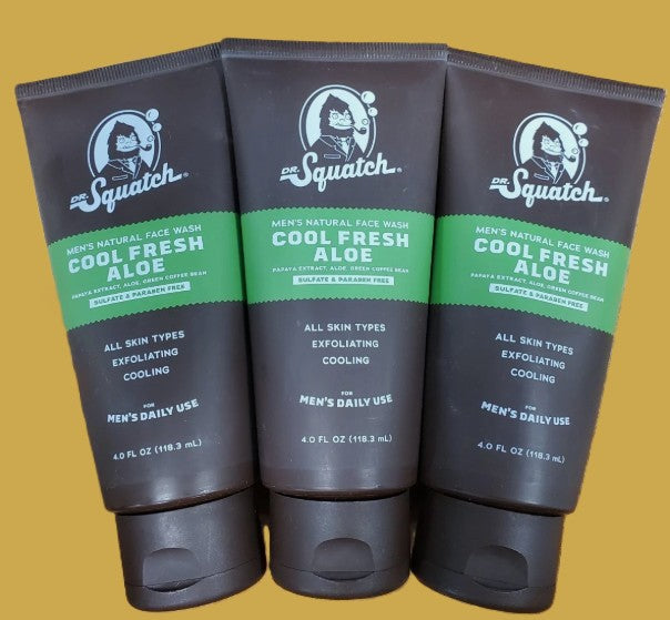 LOT OF 3!!! DR. SQUATCH Face Wash - Cool Fresh Aloe - 4oz