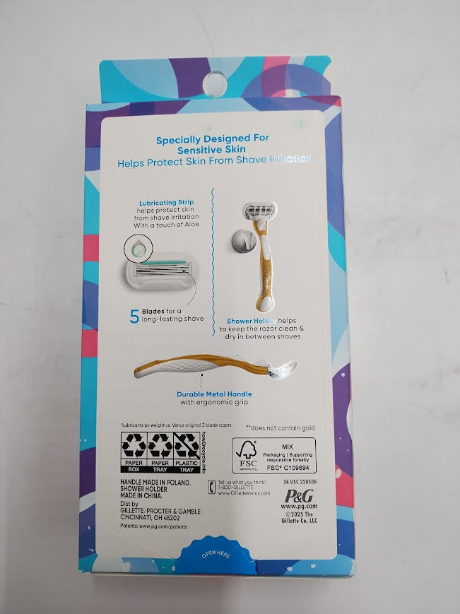 Venus Extra Smooth Gold 5-Blade Women's Razor with 2 Razor Blade Refills