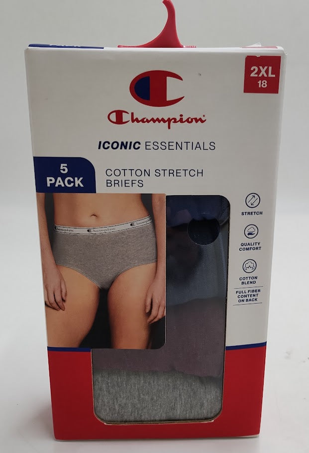 Champion Women's 5pk Cotton Stretch Iconic Essentials Briefs - XXL