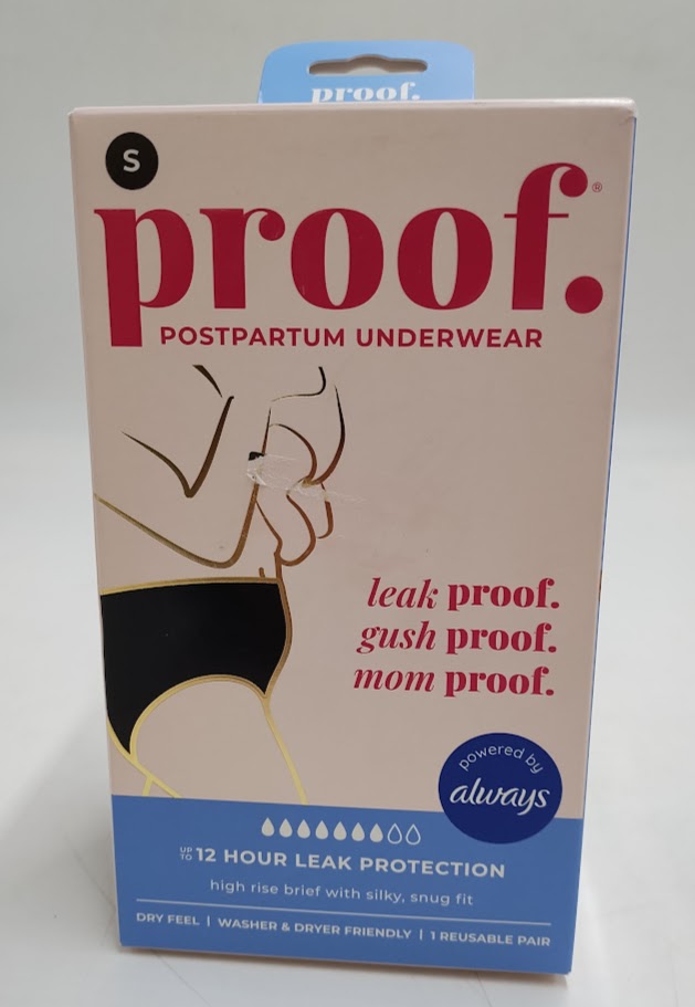 Proof Underwear Reusable Postpartum High Rise Brief, Super Heavy Absorbency - S
