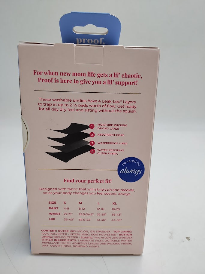 Proof Underwear Reusable Postpartum High Rise Brief, Super Heavy Absorbency - S