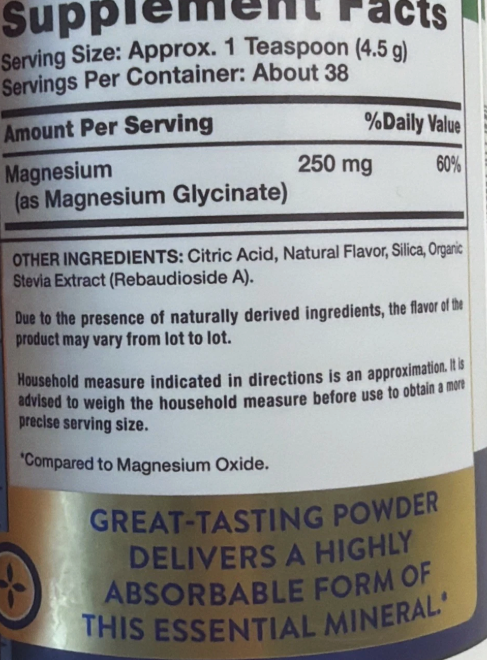 Nature's Truth Magnesium Glycinate Powder | 6 Oz | Lemon Flavor | EXP 02/2027