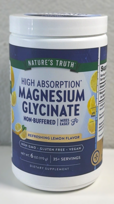 Nature's Truth Magnesium Glycinate Powder | 6 Oz | Lemon Flavor | EXP 02/2027