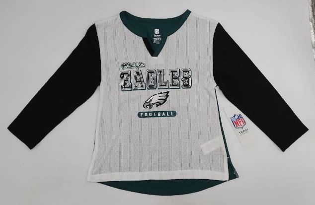 NFL Philadelphia Eagles Girls' White Long Sleeve Fashion T-Shirt SIZE XS(4/5)