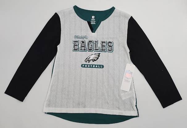 NFL Philadelphia Eagles Girls' White Long Sleeve Fashion T-Shirt -SIZE S (6/6X)