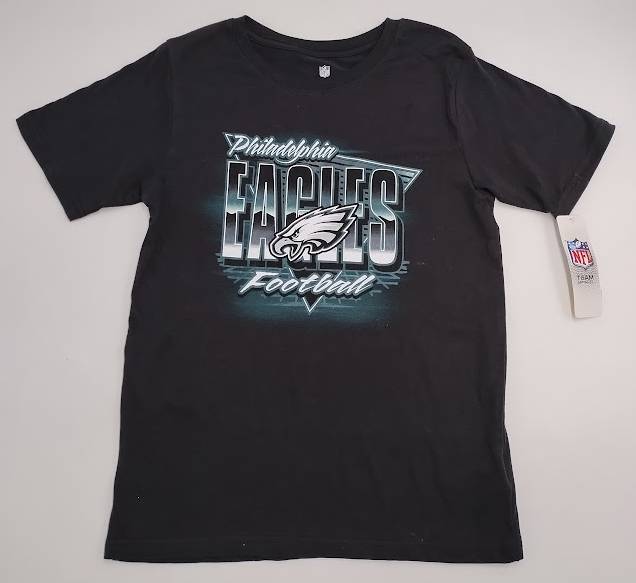 NFL Philadelphia Eagles Boys' Black Short Sleeve T-Shirt - SIZE L (12/14)