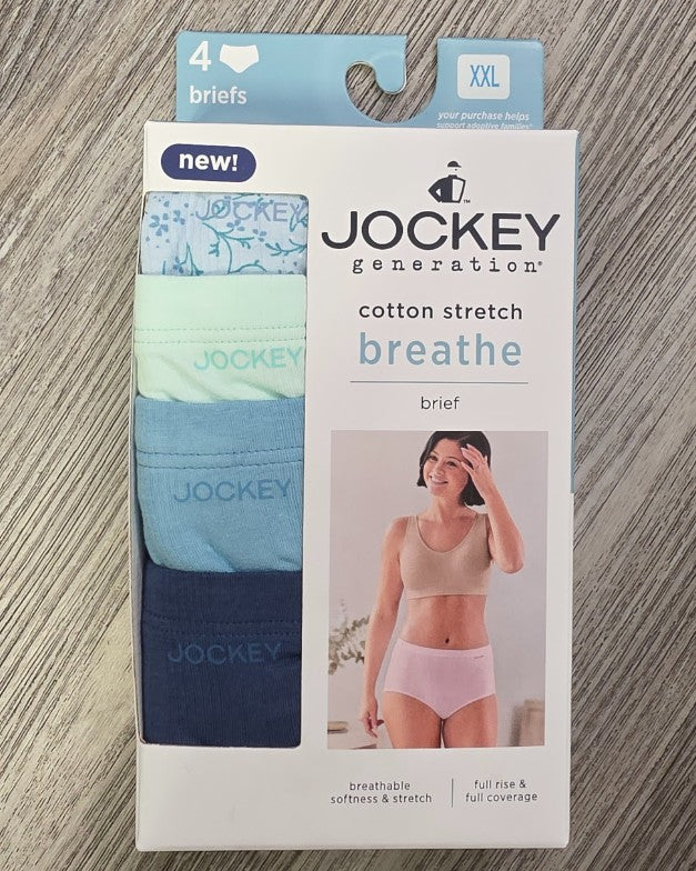 Jockey Generation Women's 4pk Cotton Stretch Briefs - Blue XXL