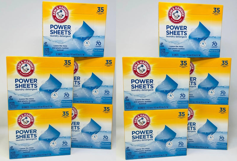 LOT OF 10!!!! Arm & Hammer Laundry Detergent Power Sheets,Fresh Breeze, 35 Ct
