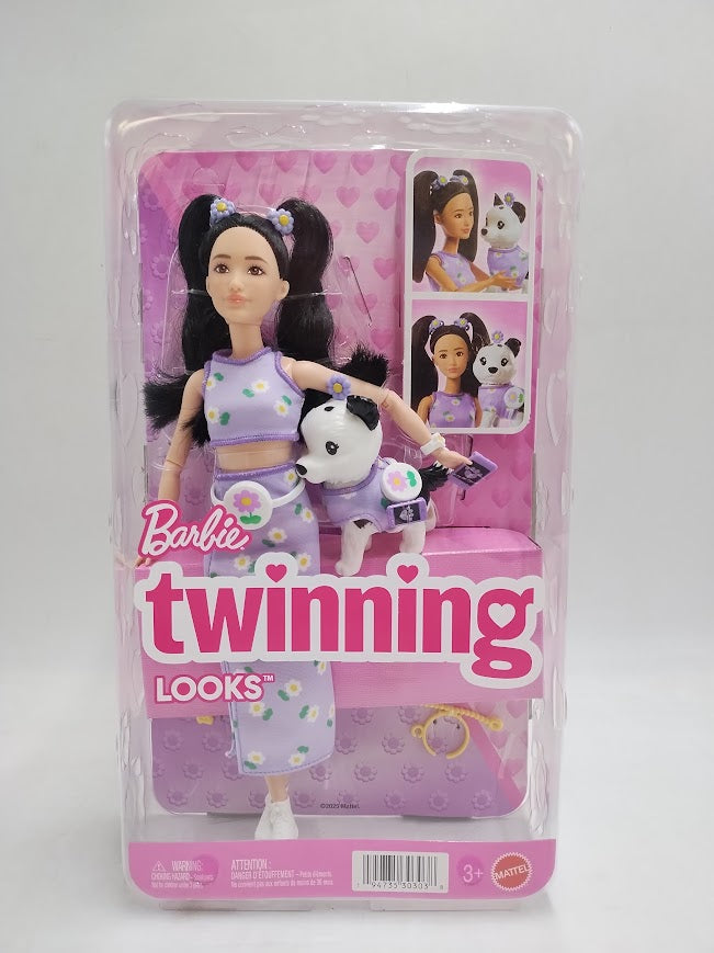 Barbie Twinning Looks Fashion Doll with Pet Dog