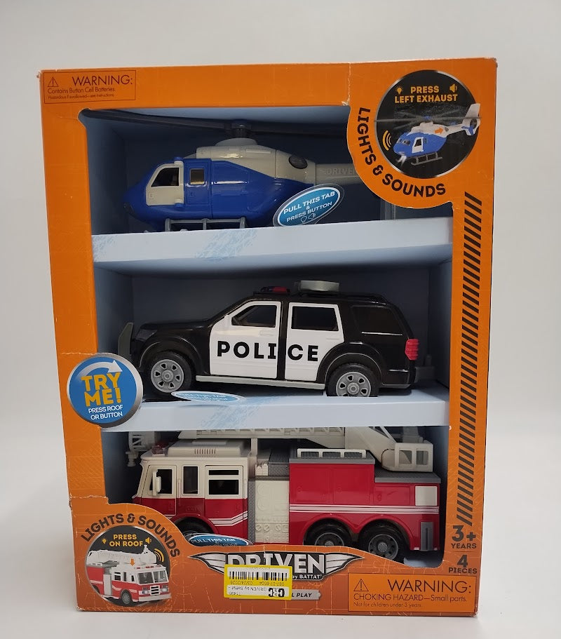 DRIVEN – Small Toy Emergency Vehicle Set – Micro Rescue Fleet - 3 pk SEE DETAILS