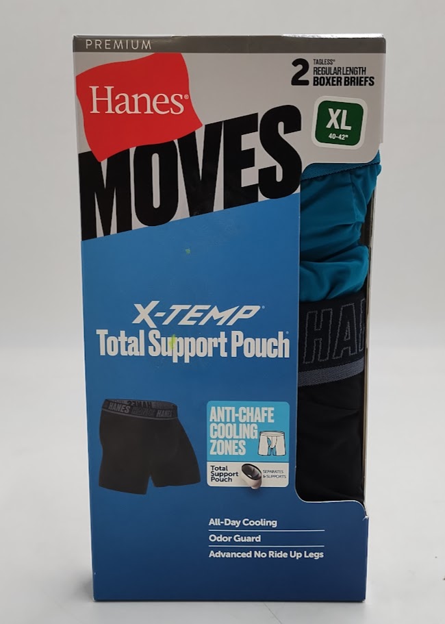 Hanes Moves Premium Men's Boxer Briefs 2pk - Black/Blue XL