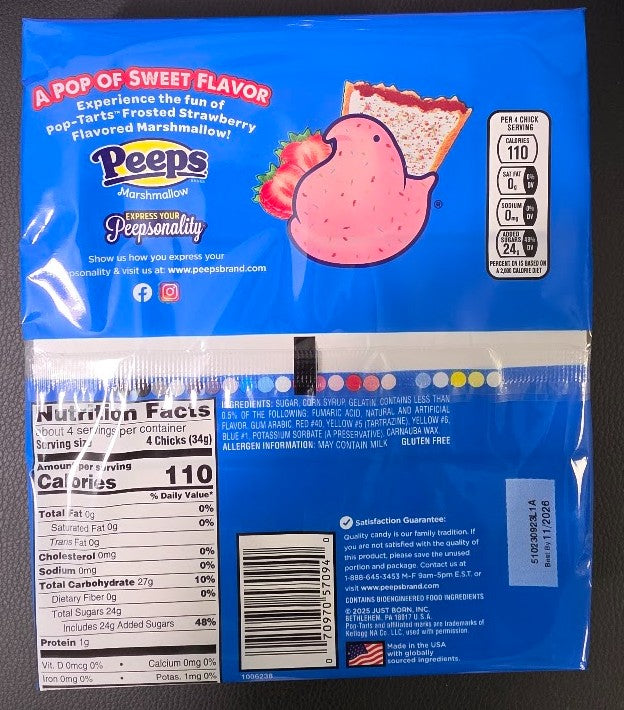 LOT OF 4!!! Peeps Easter Strawberry Pop Tart Flavored - 4.5oz/15ct BB:11/26
