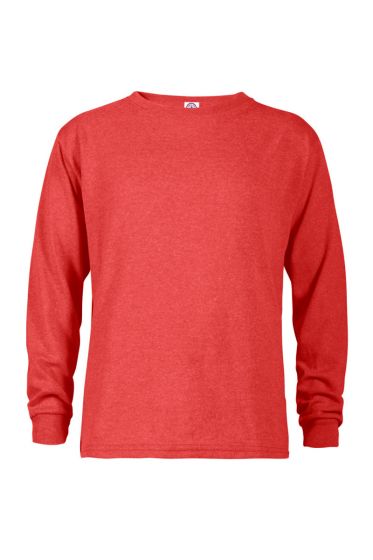 Delta Apparel 64300L - KIDS Long Sleeve Tee RED HEATHER - SIZE 4