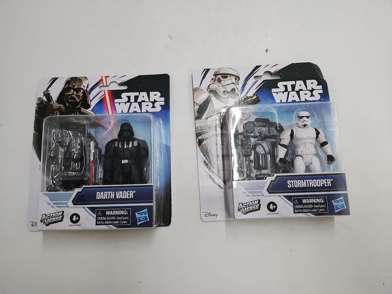 LOT OF 2 Star Wars ActionVerse Stormtrooper and Darth Vader.4.5" SEE DETAILS