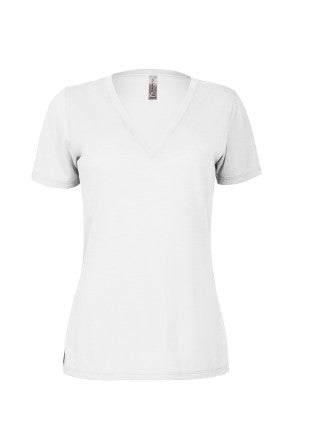 Delta P514S - Ladies Slub Short Sleeve V-Neck Tee White SMALL
