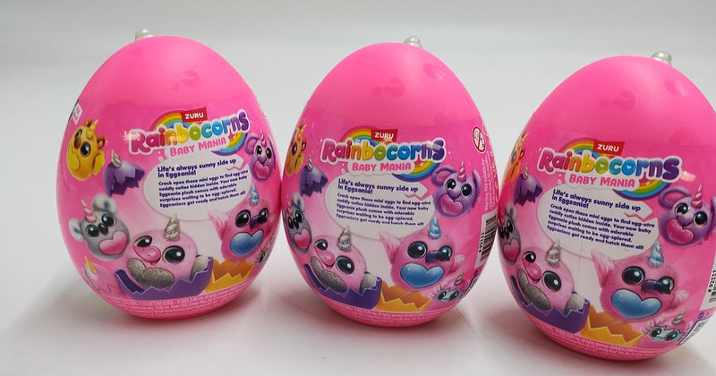 3 PACK Rainbocorns 4.7" Eggzania Babymania Stuffed Animals