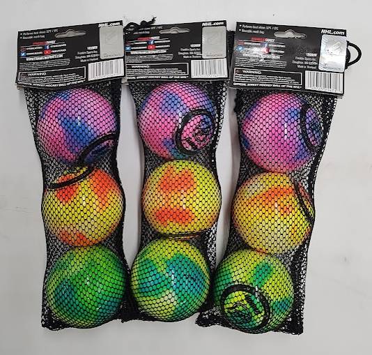 LOT OF 3!!! Franklin Sports Extreme Color Hockey Balls - 3pk
