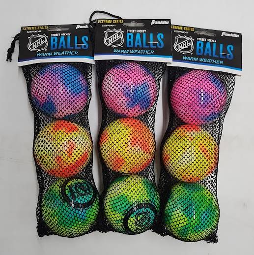 LOT OF 3!!! Franklin Sports Extreme Color Hockey Balls - 3pk