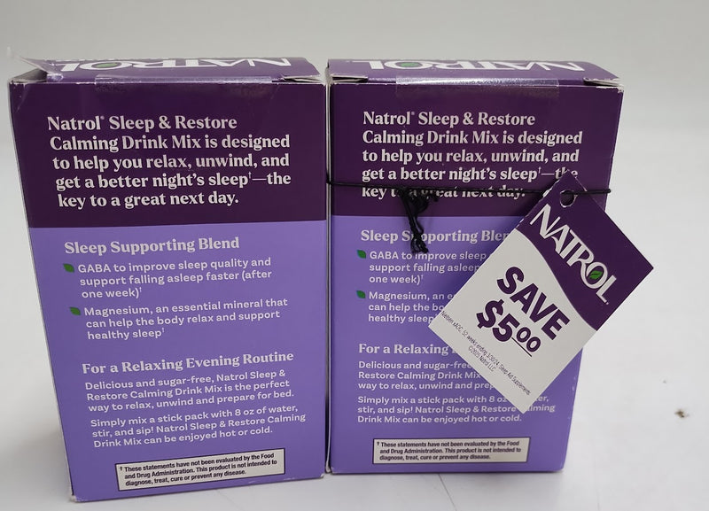 2 PACK!! Natrol Sleep & Restore Calming Drink Sleep with Magnesium, EXP:02/2027