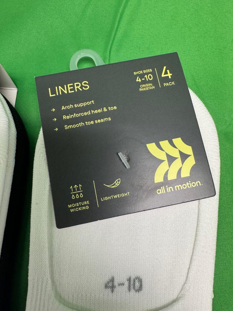 LOT OF 3 Women's 4pk Liner Socks - White/Black 4-10