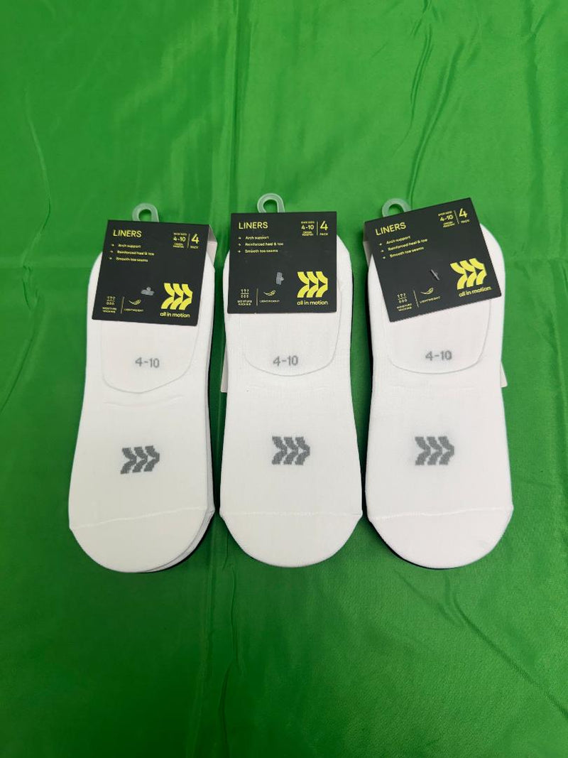 LOT OF 3 Women's 4pk Liner Socks - White/Black 4-10