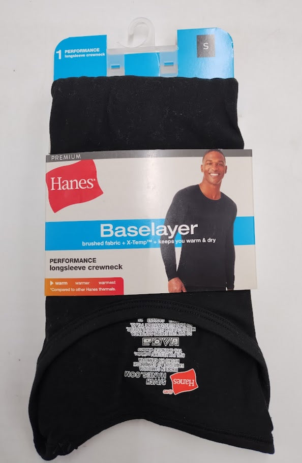 Hanes Men's Thermal Long Sleeve Performance Shirt - Black S