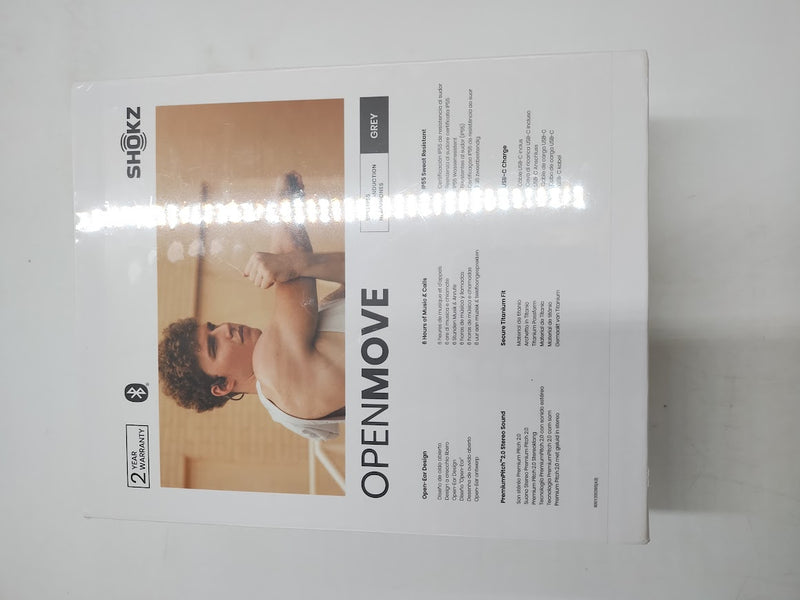 Shokz OpenMove Bluetooth Wireless Headphones - Gray: Open-Ear Bone Conduction,
