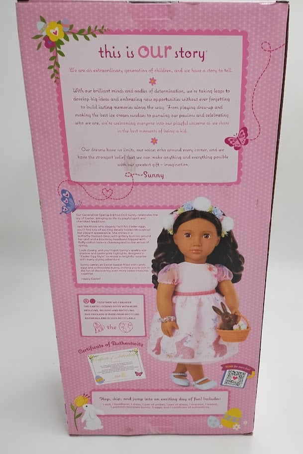 Our Generation Sunny Limited-Edition Easter Collectible 18" Doll & Accessories