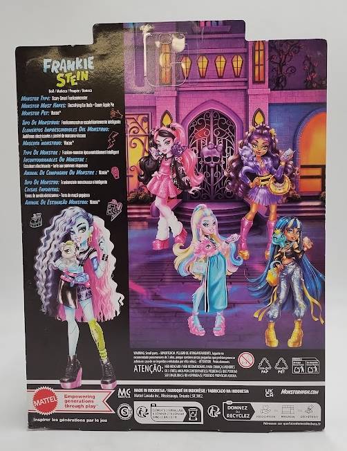 Monster High Frankie Stein Fashion Doll in Black Pleather Skirt with Pet Watzie and 7 Accessories
