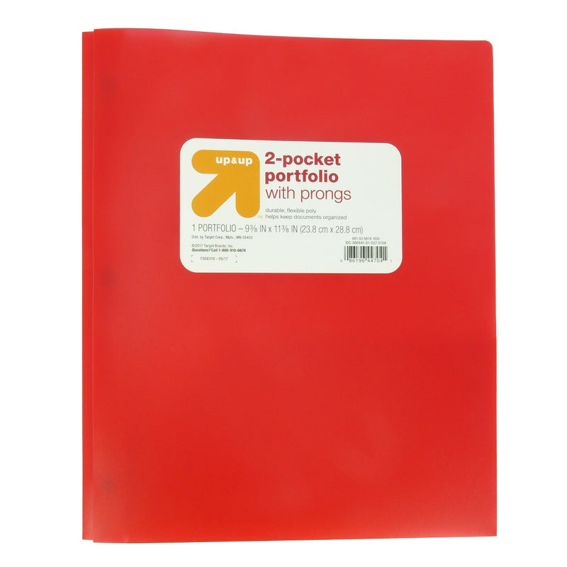 Plastic Folder with Prongs 2 Pocket Red - Up&Up&