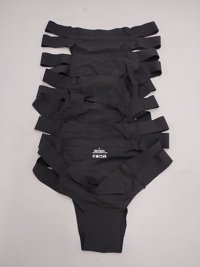 Knowyou Cotton Womens Underwear No Show High Cut BLACK 6 Pack S