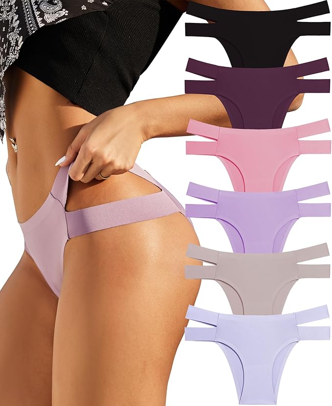 Knowyou Cotton Womens Underwear No Show High Cut 6 Per Pack L
