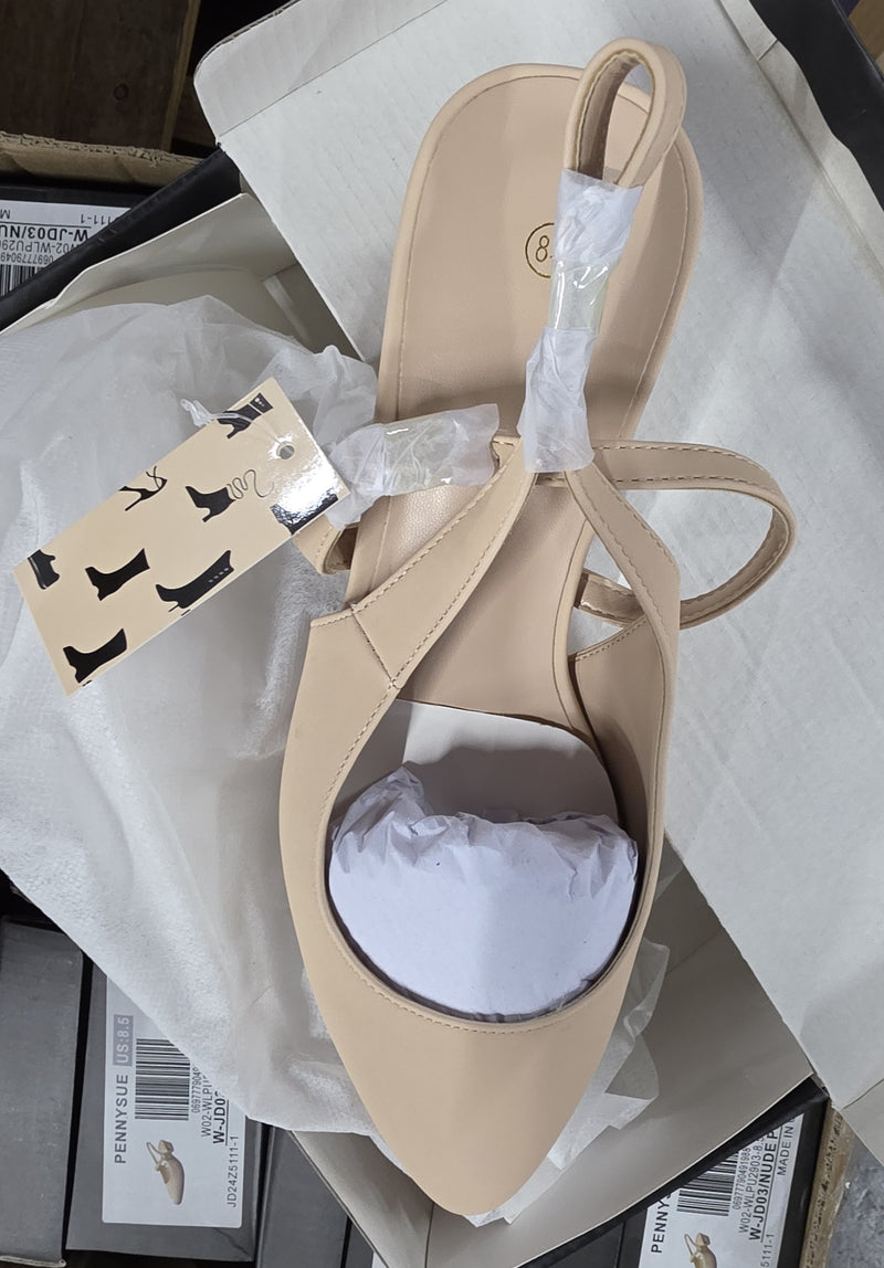 PENNYSUE Women's Pointed Toe Kitten Heel Nude Color Size 8.5