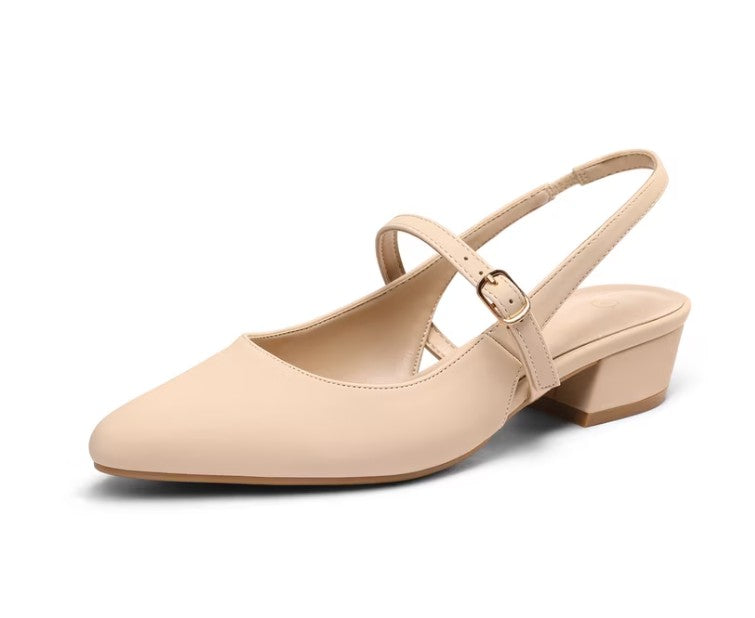 PENNYSUE Women's Pointed Toe Kitten Heel Nude Color Size 8.5