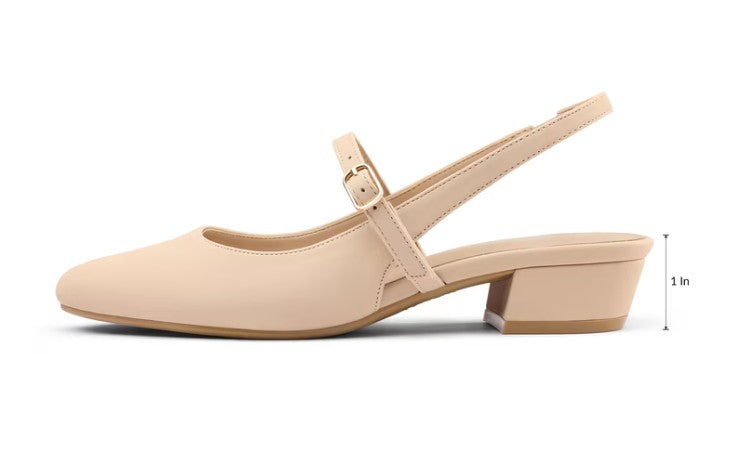 PENNYSUE Women's Pointed Toe Kitten Heel Nude Color Size 8.5