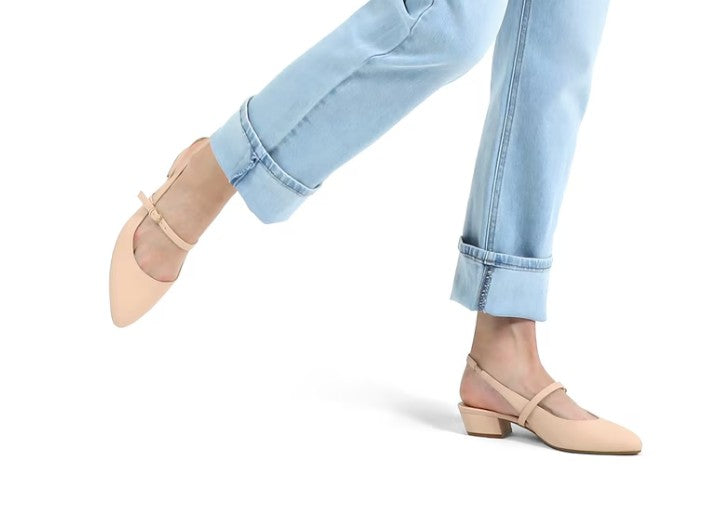 PENNYSUE Women's Pointed Toe Kitten Heel Nude Color Size 8.5