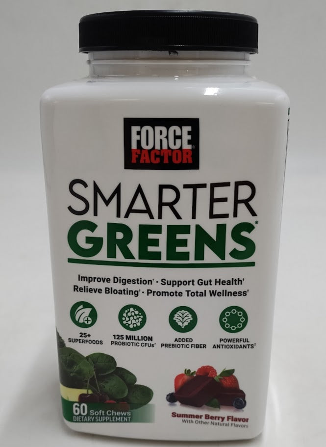 Force Factor Smarter Greens Dietary Supple Soft Chews - Summer Berry - 60ct 01/2027