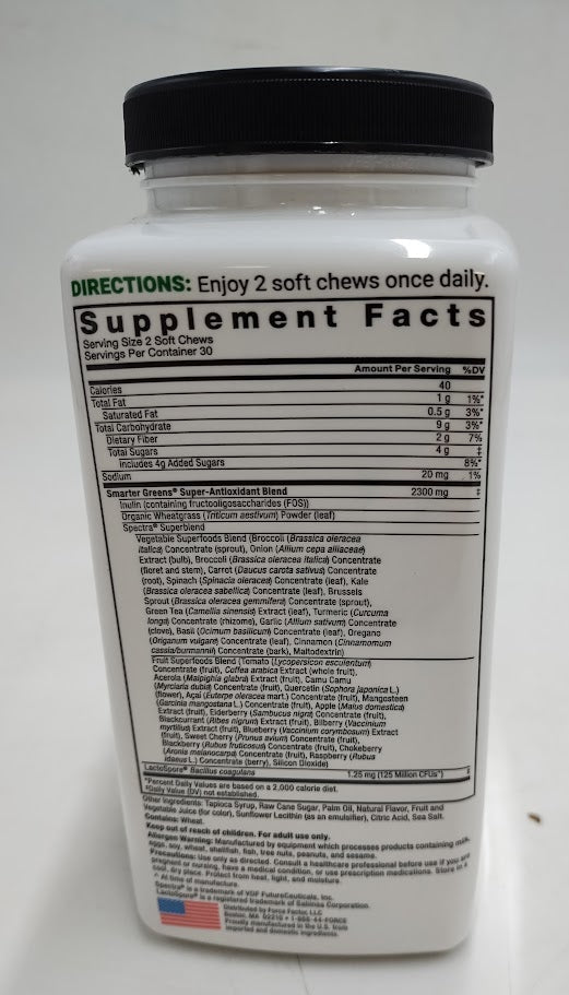 Force Factor Smarter Greens Dietary Supple Soft Chews - Summer Berry - 60ct 01/2027